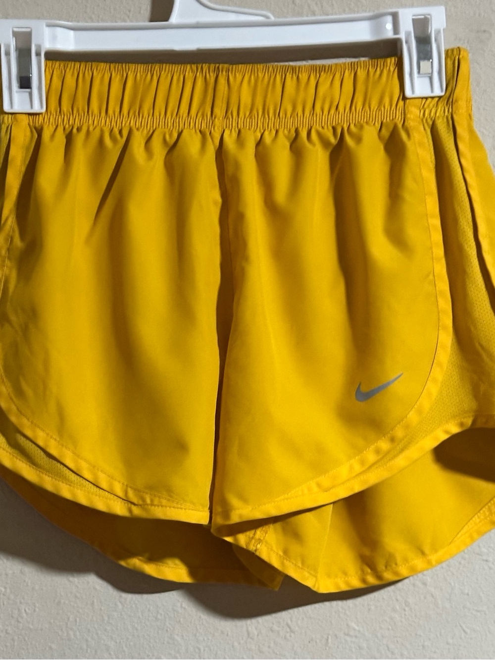 Nike Tempo Dri-Fit Women's Bright Yellow Athletic Shorts with Reflective Swoosh